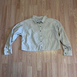 American Eagle Outfitters Cream Textured Shirt